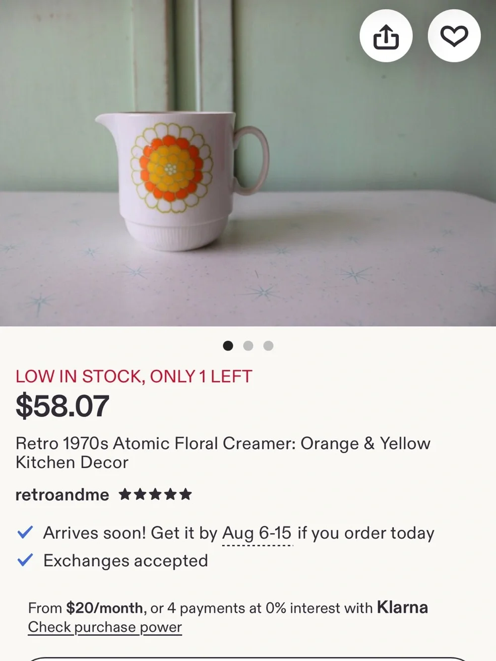 Georges Briard MCM Florette Creamer with Lid